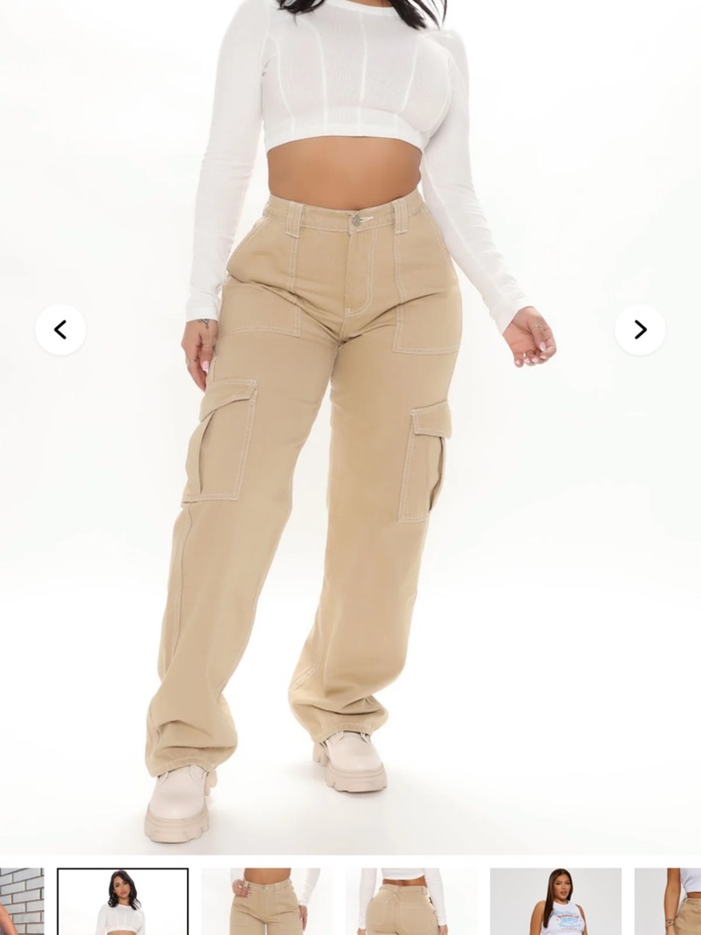 Give Me A Break Cargo Carpenter Jeans - Khaki